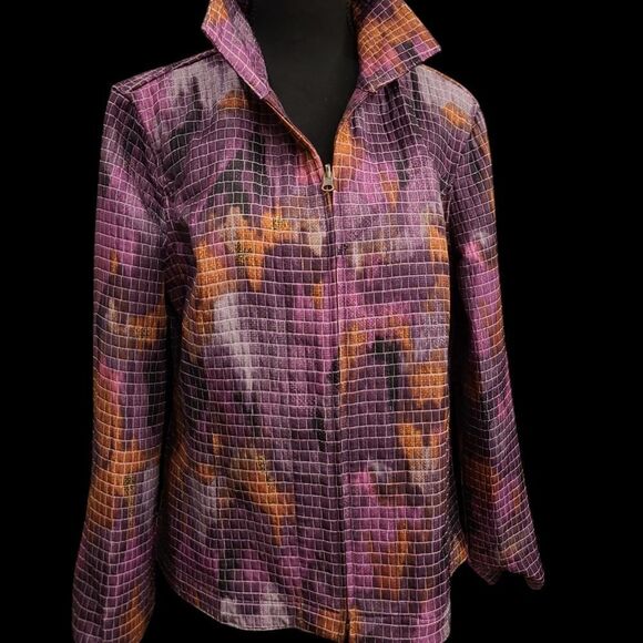 Reversible poly  blend  jacket, bust 21", zip front - Picture 2 of 9